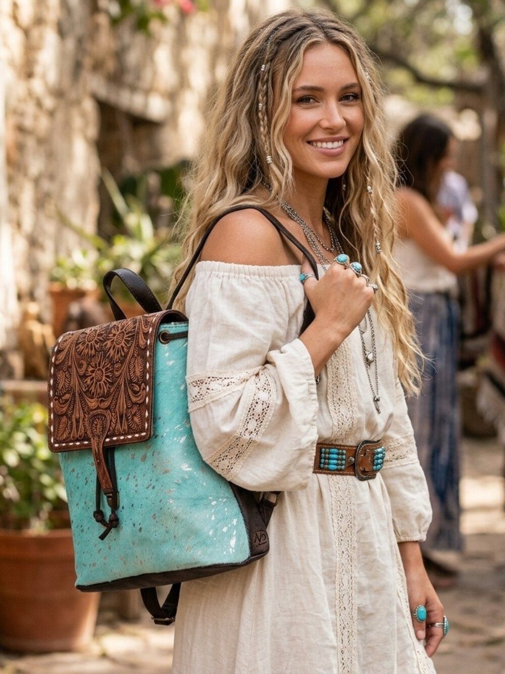 American Darling Azure Hide Artisanal Acid Wash Backpack